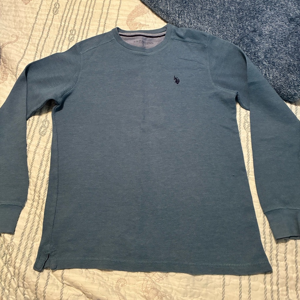 U.S. Polo Assn. Light Blue Waffle Knit Crewneck